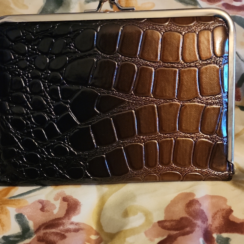 Black and Brown Crocodile Embossed Wallet